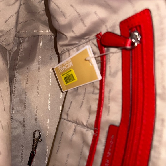 Michael Kors Red Studded Tote Bag - Picture 5 of 11